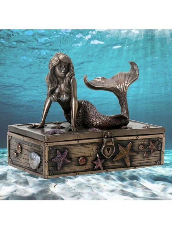 Other - Mermaid on Seashell and Starfish Treasure Box Jewelry Trinket Box